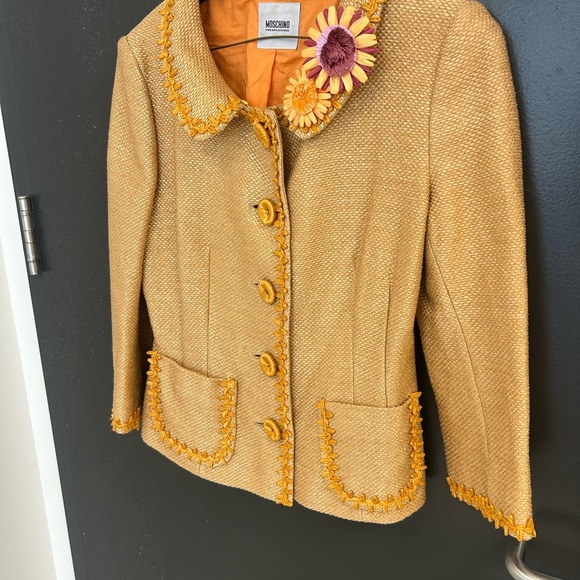 Moschino Cheap and Chic Sz 6 vintage EUC basket weave blazer- ultra fun and lux - Picture 15 of 15